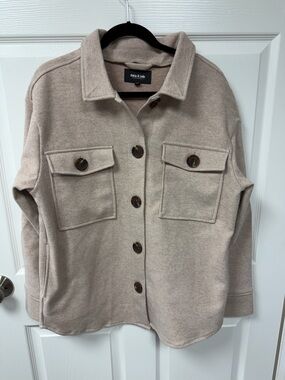 Ookie & Lala NWOT Cream Utility Shacket with Front Flap Pockets